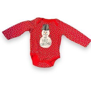 Weeplay My First Christmas Unisex Baby Top 3-6 Months Red Polka Dot Snowman